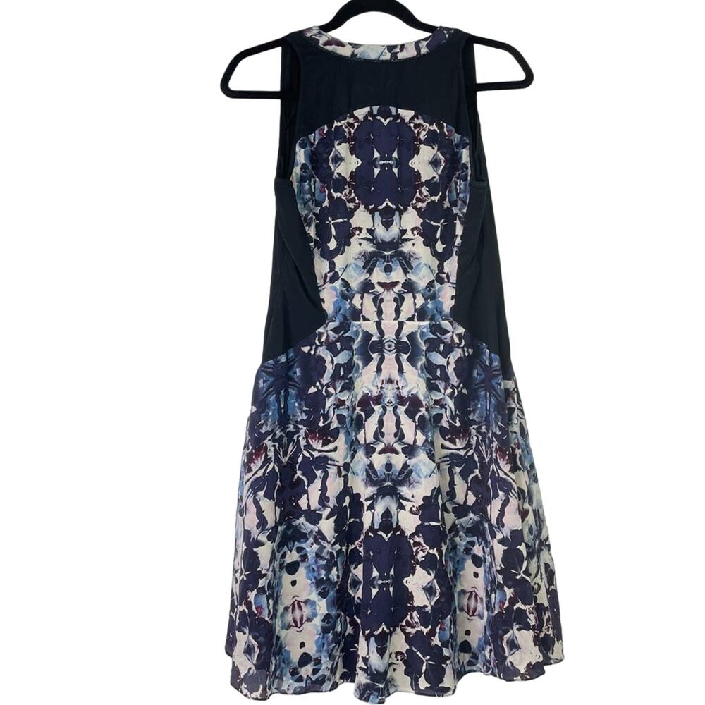 Rebecca Taylor 100% Silk Dress Abstract Print Blue Black Maroon 8 - Picture 3 of 10